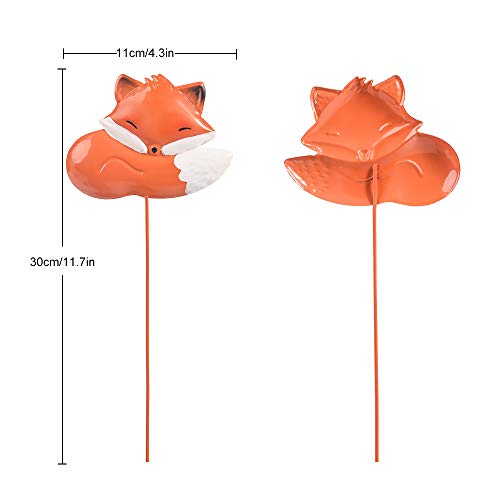 Sungmor 2Pc Fox Stakes For Garden, Yard Decòr Animal Statue Stakes, Metal Arts Lawn Decorations, Potted Plants Landscaping Stakes, Cute Little Foxes Figurine For Ornamental Outdoor Flower Bed #TOP5