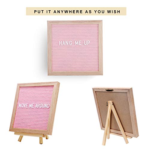 Light Pink Felt Letter Board 10X10 Inches + 374 3/4’’ Pre-Cut White Letters. Changeable Letter Board With Stand Easel Changeable Message Board With Letters Office Business Sign Felt Board Home Decor #TOP4