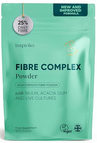 15g Soluble Fibre Supplement - 50% NHS Daily Intake. 6-in-1 Fiber Supplement Powder with Inulin Prebiotic Fibre Powder, FOS, Acacia & Probiotics. Tasteless, Dissolves Easy, 30 Servings by Inspiriko