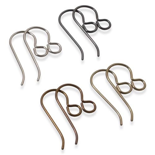 Niobium Mixed Earring Hooks Earthy Colors, 8Pc Hypoallergenic Ear Wires for Sensitive Ears, Premium Jewelry Making Supplies USA Made