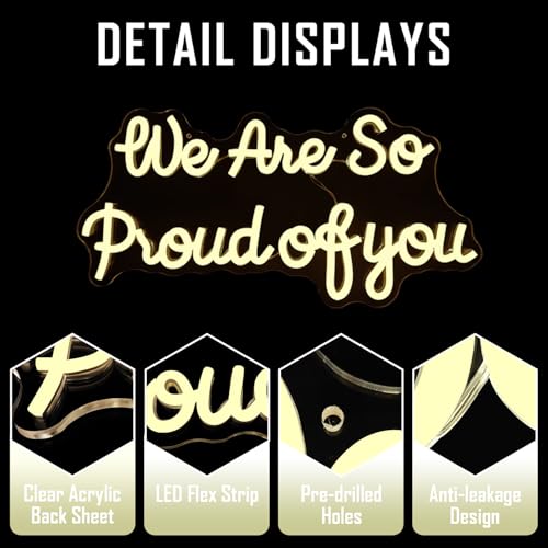 Image of We Are So Proud Of You Neon Sign Dimmable 2026 Graduation Decorations Led Wall Decor Graduation Party Light Up Sign Going Away Party Neon Lights Welcome Home Led Sign