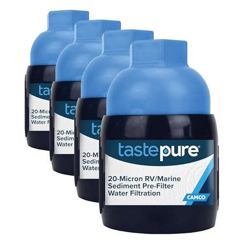 Image of Camco Tastepure Sediment Pre-Filter for RV Water Filter-Features 20-Micron Water Filter System & Provides First Stage of Water Filtration-Extends the Life of Inline Water Filters (40048) (Pack of 4)