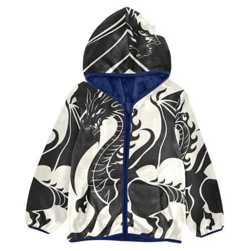 Dragon Silhouette Girls Fleece Jacket Girls Fall Jacket Girls Zip Up Hoodie Girls Sherpa Jacket 2-10T