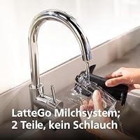PHILIPS Serie 5500 Kaffeevollautomat – LatteGo Milchsystem, 20 heiße und kalte Kaffeespezialitäten, 40% leiser mit SilentBrew, QuickStart, Schwarz Verchromt (EP5547/90) – Ansicht 6
