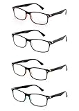 JM Set of 4 Reading Glasses Vintage Rectangular Spring Hinge Readers for Men Women +2.5 Mix Color