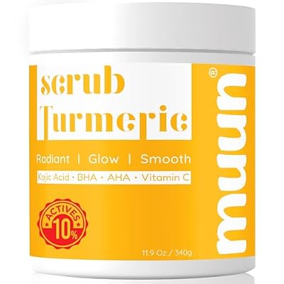 Muun Turmeric Scrub with Kojic Acid AHA/BHA Face &Body - Exfoliator Dark spot Remover- Ingrown Hair Treatment Bikini Area Inner Thighs Armpit Underarm Exfoliating