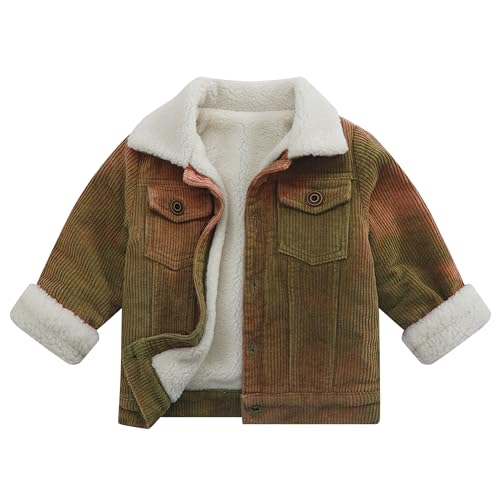 Morubut Toddler Boy Winter Thick Corduroy Coat Baby Boys Sherpa Lined Jacket Outwear (US, Age, 18 Months, 24 Months, Kb-Brown)