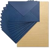 Tuhangcc Premium Velvet-Touch Stationery Set - Unique Design with 24 Writing Sheets, 12 Envelopes (4x6) - Elegant Writing Kit for Love Letters & Party Invitations(Blue)