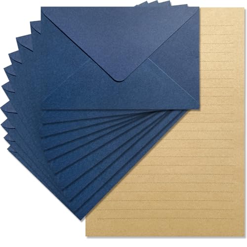 Tuhangcc Premium Velvet-Touch Stationery Set - Unique Design with 24 Writing Sheets, 12 Envelopes (4x6) - Elegant Writing Kit for Love Letters & Party Invitations(Blue)