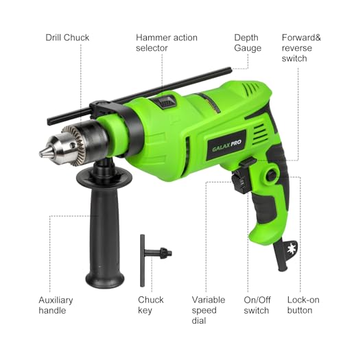 Image of GALAX PRO 7Amp 850W 2-in-1 Hammer Drill, 0-3000 RPM, 13 mm Metal Chuck | 360 Adjustable Auxiliary Handle, Comes with 13 Accessories, Suitable for Concrete, Metal, and Wood