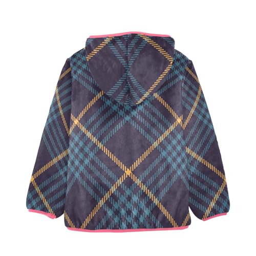 GuoChe Navy Blue Yellow Buffalo Plaid Tartan Check Scotland Toddler Boy Fleece Jacket2