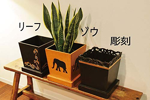 バリ島家具　室内用鉢カバー プランターカバー 筒形 円柱 ラタン製 ネイティブ柄 深型タイプ