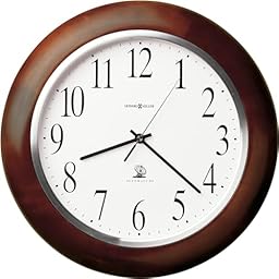 Howard Miller Ferdinand Wall Clock II 549-677 – Windsor Cherry Finish, Satin Silver Bezel, White Dial with Black Arabic Numerals & Atomic Radio Controlled Movement