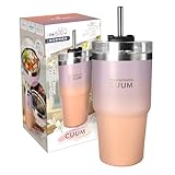 タンブラー ストロー付き 水筒 真空断熱 ステンレス 2WAY グラデーションカラー おしゃれ 蓋付き 軽量 保冷 保温 持ち運び 大容量 600ml マグボトル かわいい プレゼント (トワイライト)