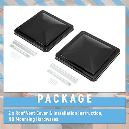 HECASA 2Pcs 14" RV Roof Vent Cover Compatible with Ventline Previous to 2008 and Elixir Vents Starting 1994 Vent Lid Replacement Plastic Black by HECASA - Image 4
