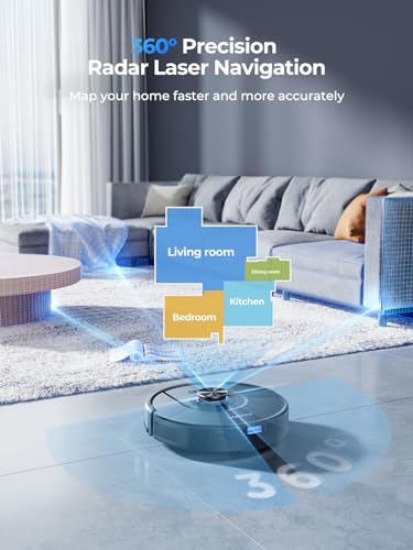 Laresar Robot Vacuums and Mop Combo, 5000Pa Strong Suction with LIDAR Navigation, 3 in 1 Robot Vacuum Cleaner with Auto Carpet Boost, Self-Charging, App&Voice Control, Ideal for Pet Hair(Mars01) - Image 4