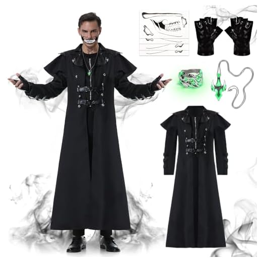 IEEILULU Chaqueta Gótica Steampunk para Hombre, Chaqueta Retro Renacentista Victoriano, Disfraz Medieval para Halloween Carnaval Cosplay (Sin capucha, 2XL)