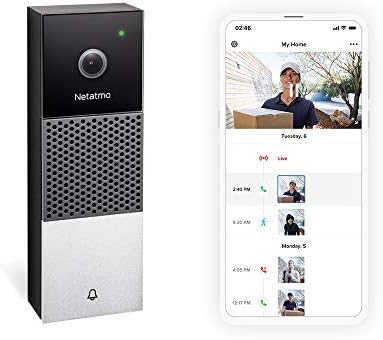 Netatmo Smart Video Doorbell, 2-way audio, Person Detection, No Subscription Fees, HD 1080p, Night Vision, Easy Wired Installation, NDB-UK , Black
