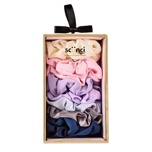 Scunci by Conair 10pk Scrunchie Box - hair ties - teen girl gifts trendy stuff - hair elastics - hair accessories for girls and women - Valentine gift for her - Assorted Colors