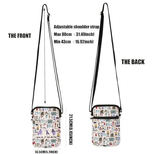 PXTIDY Halloween Haunted Horror Mansion Roles Crossbody Bag Welcome Mortals Foolish Crossbody Purse Ghosts Inspired Gifts2