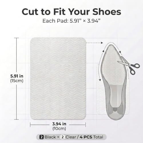 Non Slip Shoe Grips, 4 Pcs Adhesive Sole Protector, Trimmable for Shoes - 2