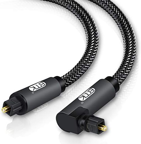 Right Angle Optical Cable, EMK 90 Degree Rotatable TOSLINK Plug Fiber Optic Cord for Blu-Ray Player, Soundbar, HDTV, PS3/PS4, Xbox and More (1M, Black)