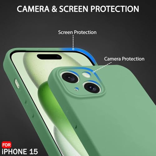 Image of TheGiftKart Liquid Silicone Back Cover Case for iPhone 15 | Soft Micro-Fibre Lining Inside | Camera & Screen Protection | Shockproof Back Cover for iPhone 15 (Silicone, Mint Green)