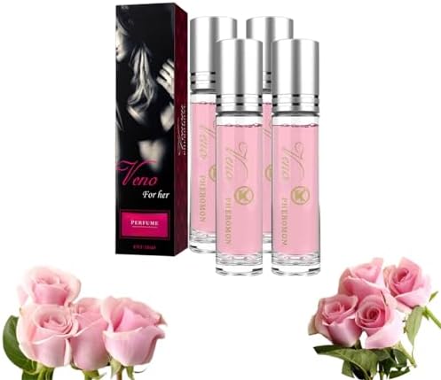 Box Rose Pheromones Perfume,Pheromones Perfumes for Women,Portable Long Lasting Pheromonie Attraction Perfume，For Him Her Roll-On Pheromones Perfume Oil (4PCS, for Women)