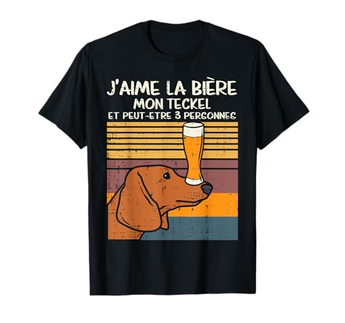 J'aime la Bière Et Mon Chien Teckel Humour Dachshund Cadeau T-Shirt