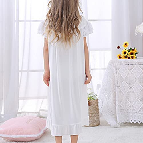 Kids Girls Nightgowns Summer Lace Short Sleeve Sleep Dress Kids Soft Nightdress Princess Sleepshirt Sleepwear4