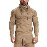 GYMELITE Men's Workout Hoodies 1/4 Zip Pullover Fashion Gym Athletic Hooded Sweatshirt Long Sleeve With Kangaroo Pocket(SOKI L)