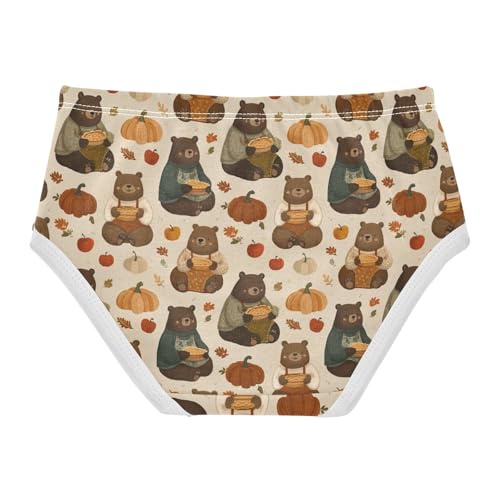 Girls Underwear Soft Cotton Thanksgiving Bear Pumpkin Kids Panties in Sizes 2/3t, 4t, 5t, 6 and 82