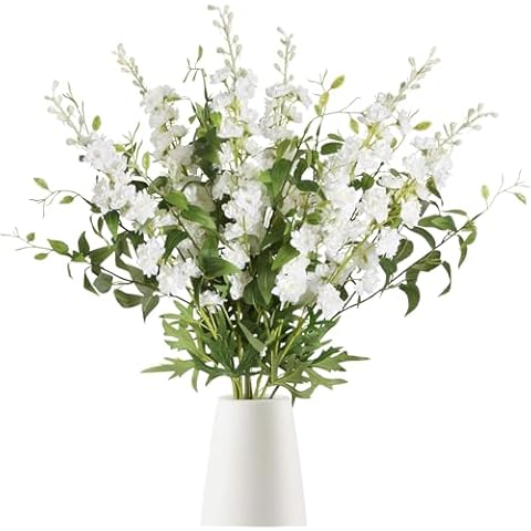 IPOPU White Artificial Delphinium Set Cover