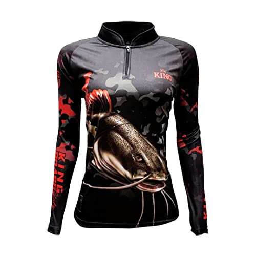 King Brasil, Camiseta de Pesca com Proteção Solar 50+ UV King Brasil Feminina Dourado KFF653 Tamanho