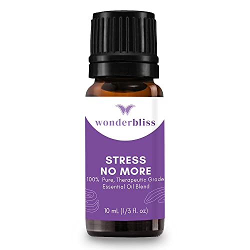 WonderBliss Stress NO More Stress Relief Essential Oil Blend for Diffuser - Calming, Improve Mood, Keep Focus - Aromatherapy Copaiba, Magnolia Flower (10ml)