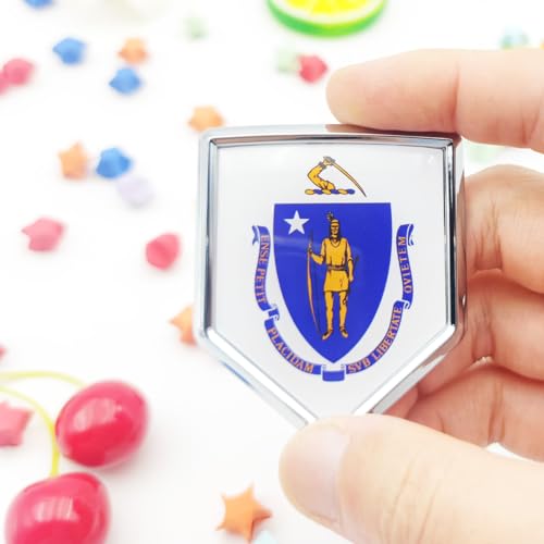 Calcomanías de bandera de Massachusetts Overdecor y emblema cromado para parachoques de coche de 2 piezas 2