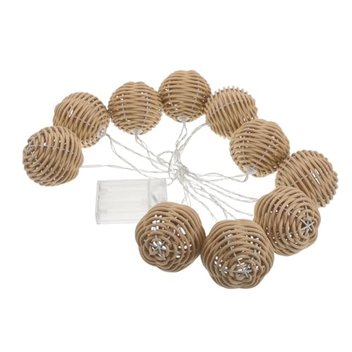 Guirlande lumineuse LED à piles 10 boules rotin ERINGOGO