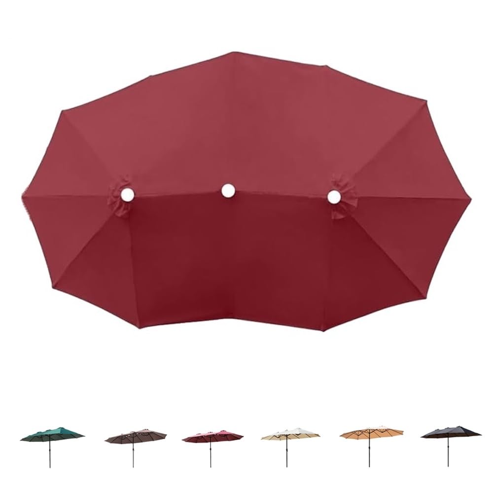 12 Baleines Grand Auvent De Rechange pour Parasol Double Extérieur 460x270cm Toile De Rechange per Parasol pour Terrasse, Jardin, Cour(Burgundy)