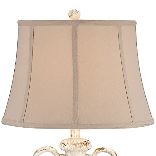 Regency Hill Isabella Country Cottage Jar Accent Table Lamp Rustic 27" Tall Ivory Ceramic Milk Crackle Beige Bell Shade Decor For Living Room Bedroom House Bedside Reading (Colors May Vary) #TOP5