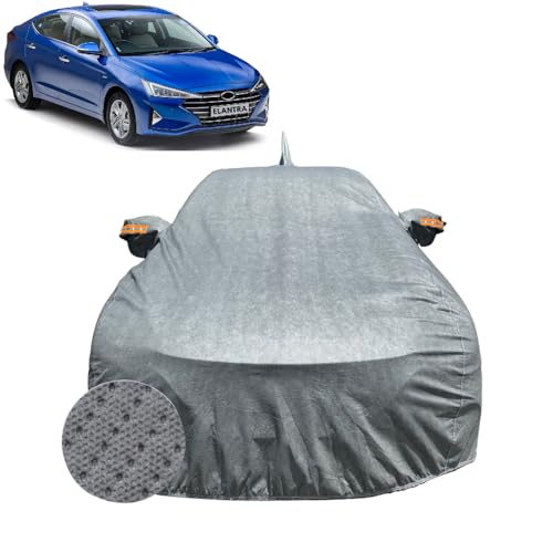 Image of Car Cover Compatible for Hyundai Elantra (2020-2022) | 100% Waterproof Cover with Reflective Mirror Pockets | Dustproof, Scratchproof, Heatproof Elantra Car Cover |Soft Cotton Lining| Grey