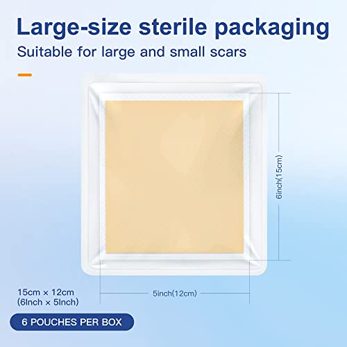6 Pack Large Sizes Silicone Gel Sheets 6" X 5" - Medical Sterile Packaging Silicone Scar Sheets - For Irregular Scar Removal #TOP1