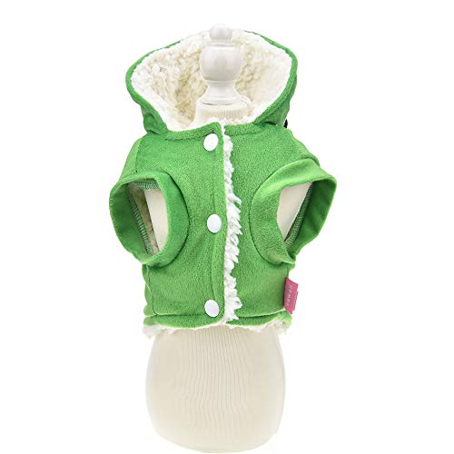 Chameleon Dog Costume For Halloween Winter Fleece Pet Cat Coat Jacket For Small Dog Funny Clothes Hoodie Bulldog Chihuahua (S(Bust 14.1”), Green) #TOP6
