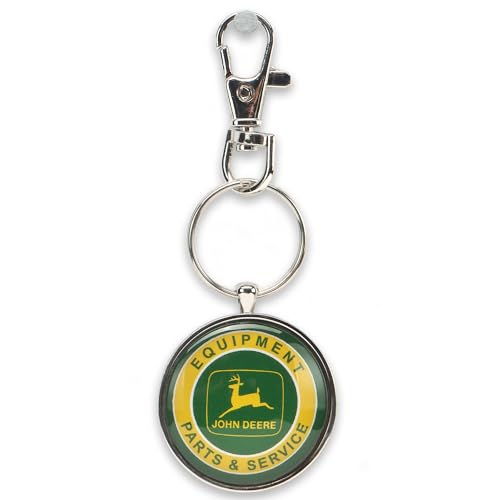 Open Road Brands John Deere Logo Round Keychain With Clip