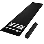 LN COZY CORNER Professional Darts Mat with 4 Standard Throwing Lines Oche - Heavy Duty Non-Slip Rubber Floor Protection Mat for Steel & Soft Tip Darts - Size 300cm x 62cm