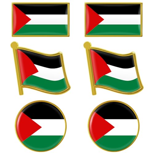 Distintivo bandiera in grandi quantità, distintivo in metallo, 6 pezzi, bandiera della Palestina, spilla in smalto nazionale della Palestina, spilla Palestina