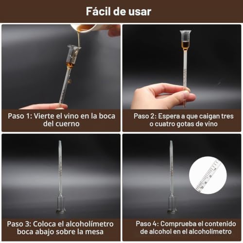 Miniatura 6 de Tmzeloa Medidor De Alcohol 0-25 Vol Mide El Alcohol Hidrómetro De Alcohol Destilado Densimetro Vino Herramienta Para Hobbybrauer Y Amantes Del Vino Construcción Robusta Vinos Y Casera Bebidas