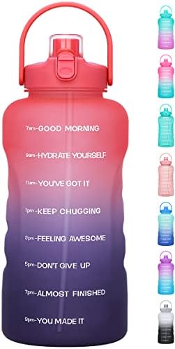 HydroPal Water Bottles with Straw, 128 oz Gallon Water Bottle Water Jug BPA Free Leak-proof Sports Bottle with Times to Drink Perfect for Fitness Gym Camping Outdoor (128OZ Fabled Sunset)
