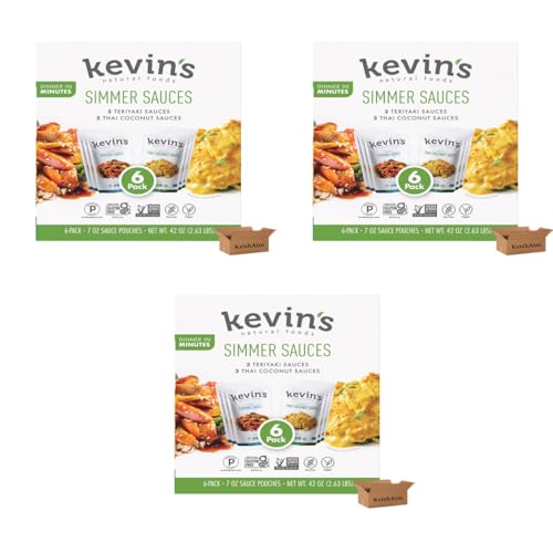 3 x Kevins Natural Foods Simmer Sauce Variety Pack, Teriyaki