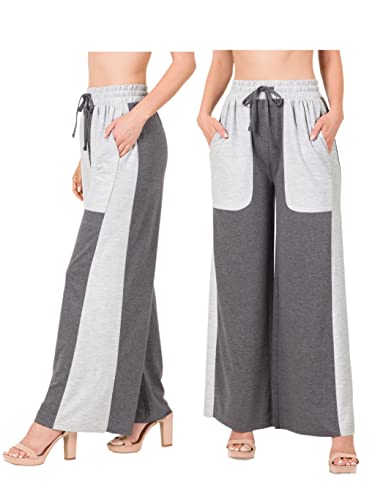 Soft French Terry Light Weight Two Tone Wide Leg Pants