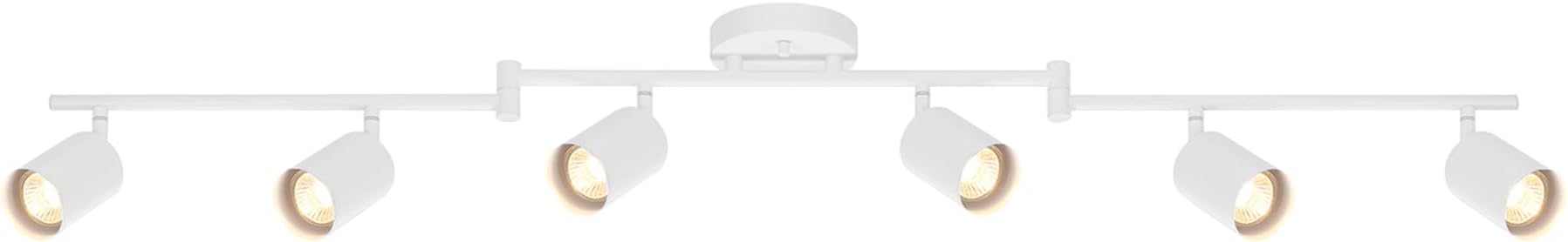 Globe Electric 64000122 47" 6-Light Foldable Track Lighting, Matte White, Cylindrical Shades, Adjustable Pivoting Heads, Modern Ceiling Light Fixture for Kitchen Island, Hallway, or Dining Room